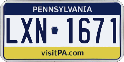 PA license plate LXN1671