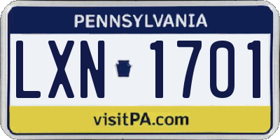 PA license plate LXN1701