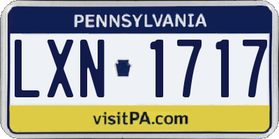 PA license plate LXN1717