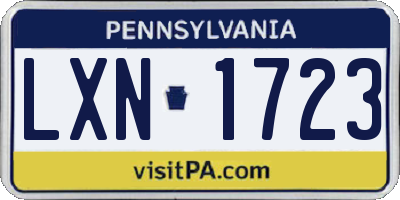 PA license plate LXN1723