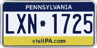 PA license plate LXN1725
