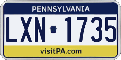 PA license plate LXN1735