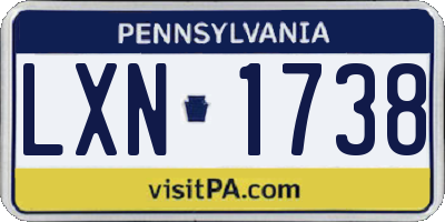 PA license plate LXN1738
