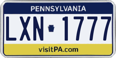 PA license plate LXN1777