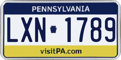 PA license plate LXN1789