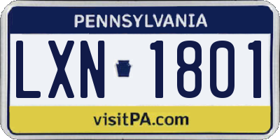 PA license plate LXN1801