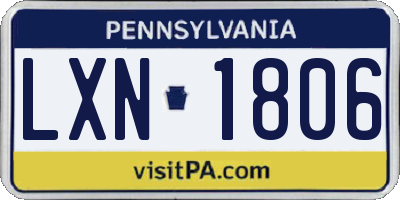 PA license plate LXN1806