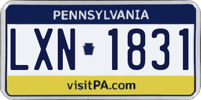 PA license plate LXN1831