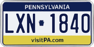 PA license plate LXN1840