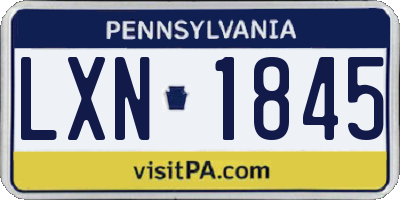 PA license plate LXN1845