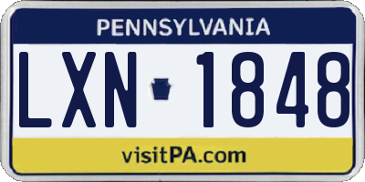 PA license plate LXN1848
