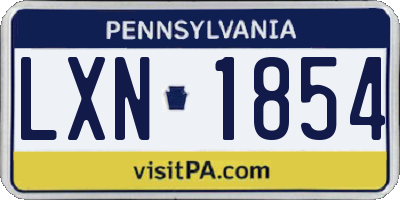 PA license plate LXN1854