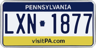 PA license plate LXN1877