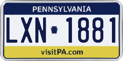 PA license plate LXN1881