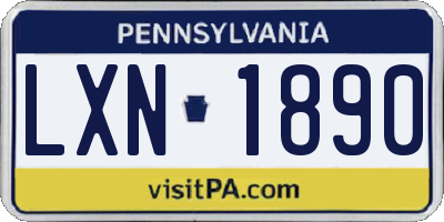 PA license plate LXN1890