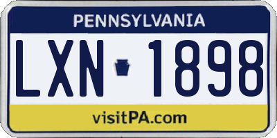 PA license plate LXN1898