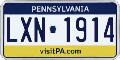 PA license plate LXN1914