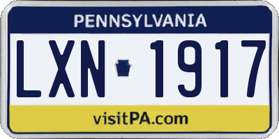PA license plate LXN1917