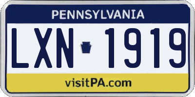 PA license plate LXN1919