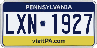 PA license plate LXN1927