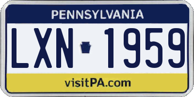 PA license plate LXN1959
