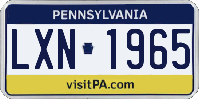 PA license plate LXN1965
