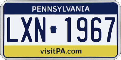 PA license plate LXN1967