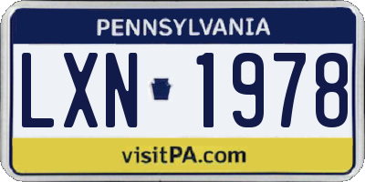 PA license plate LXN1978