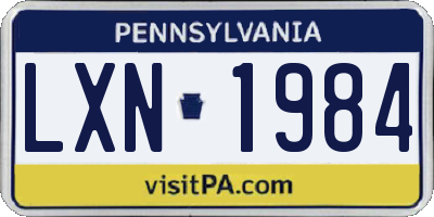 PA license plate LXN1984