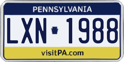 PA license plate LXN1988