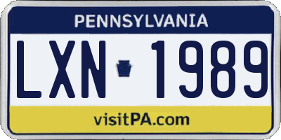 PA license plate LXN1989