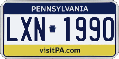 PA license plate LXN1990