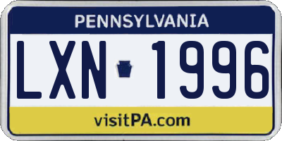 PA license plate LXN1996