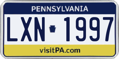 PA license plate LXN1997