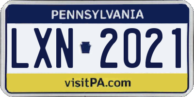 PA license plate LXN2021