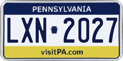 PA license plate LXN2027