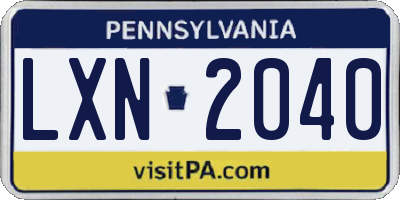 PA license plate LXN2040