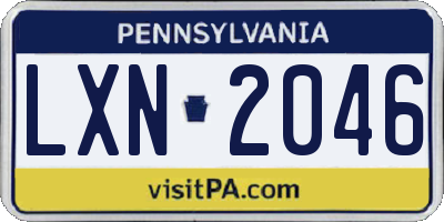 PA license plate LXN2046
