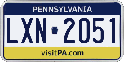PA license plate LXN2051
