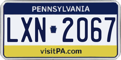 PA license plate LXN2067