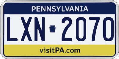 PA license plate LXN2070