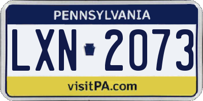 PA license plate LXN2073