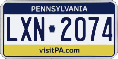 PA license plate LXN2074