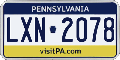 PA license plate LXN2078