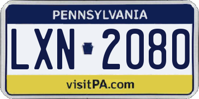 PA license plate LXN2080