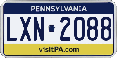 PA license plate LXN2088