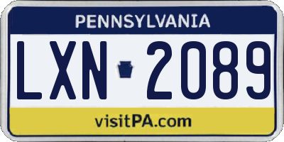 PA license plate LXN2089