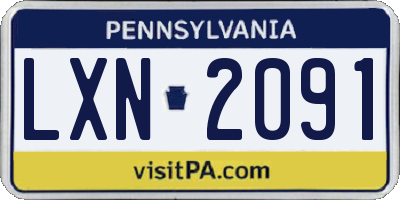 PA license plate LXN2091