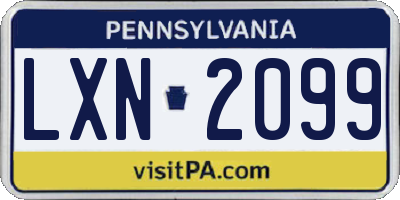 PA license plate LXN2099