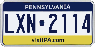 PA license plate LXN2114